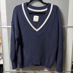Abercrombie Navy Blue V-Neck Sweater